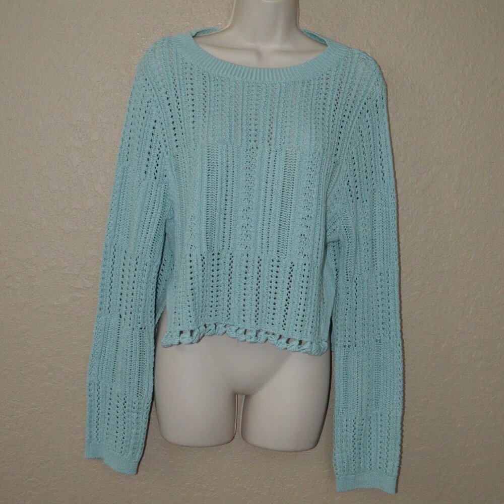 NWOT Sz S Jonathan Simkhai Mint Green Cropped Long Sleeve Sweater